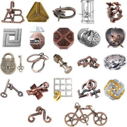 22 pcs IQ Test Puzzle Metal Wire Puzzles Mind Game Educational Toys High Difficulty Brain Teaser Puzzle Toy for Kids and Adults - Explore Creativity and Problem Solving. Gift Desk Puzzles