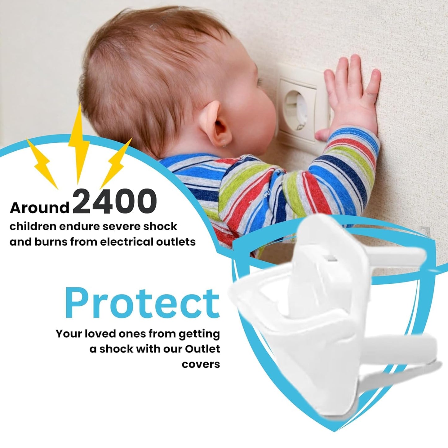 Outlet Covers Baby Proofing with Pull Handle - Plug Covers Baby Proofing- White Baby Proof Outlet Covers 3 Prong Child Proof Outlet Cover (White, 10 Count)