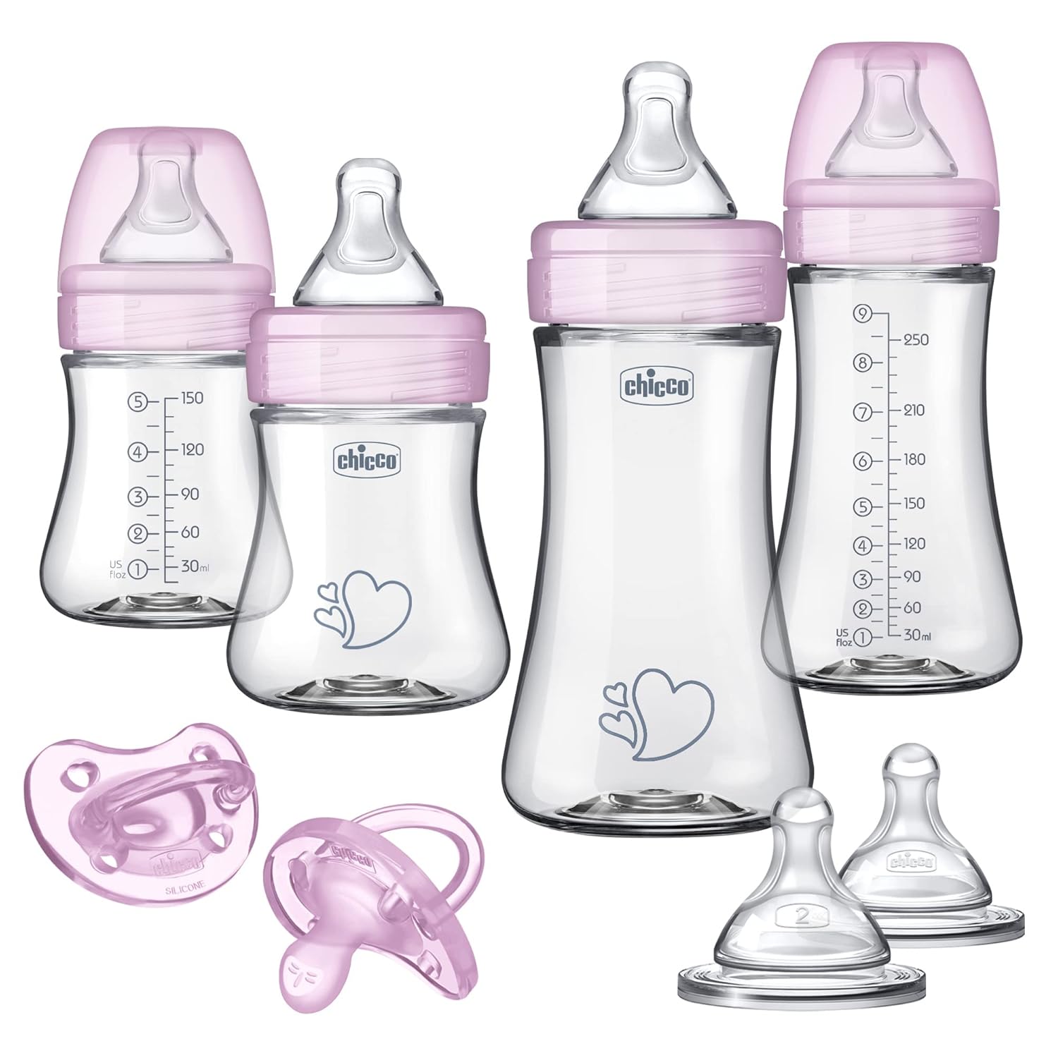 Chicco Duo Newborn Hybrid Baby Bottle Starter Gift Set with Invinci-Glass Inside and Plastic