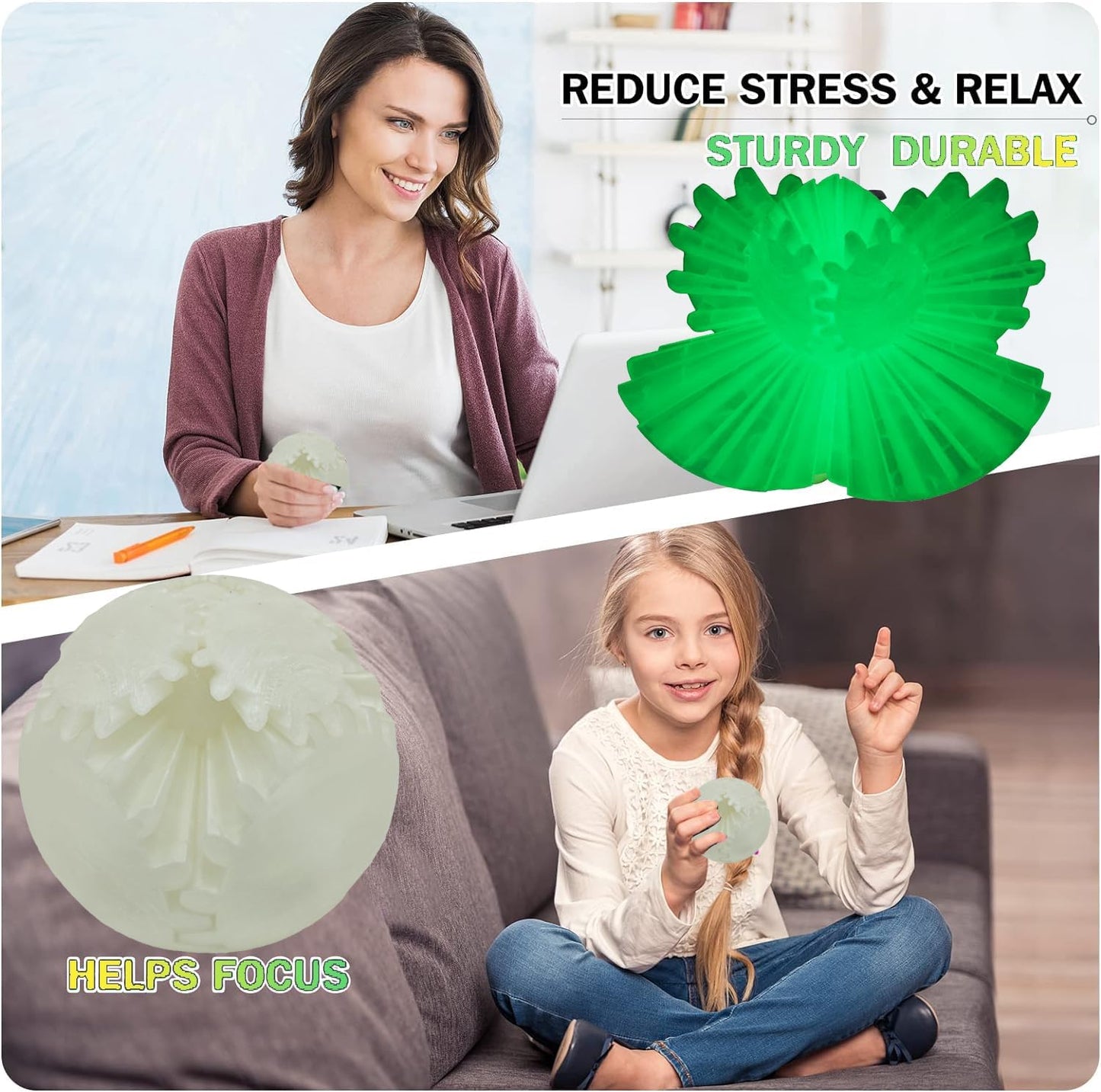 Gear Ball for ADHD 3D Printed Gear Ball Steampunk Whirling Wonder Fidget Toy Gearsphere Gear Ball for Stress and Anxiety Relaxing Fidget Ball Ideal for Sensory Needs and Autism (Luminous Green)