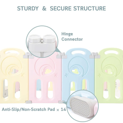 Fortella Cloud Castle Foldable Playpen, Baby Safety Play Yard with Whiteboard and Activity Wall