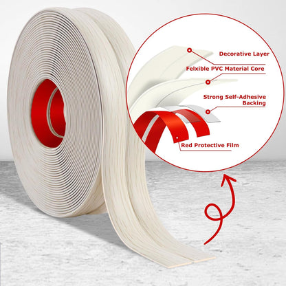 Flexible Wall Corner Protector Moulding Trim Peel and Stick Wall Corner Guards Edge Protector Self Adhesive Molding Trim Strip for Edge Ceiling (Beige Wood Grain, 0.8 in x 10 Ft)