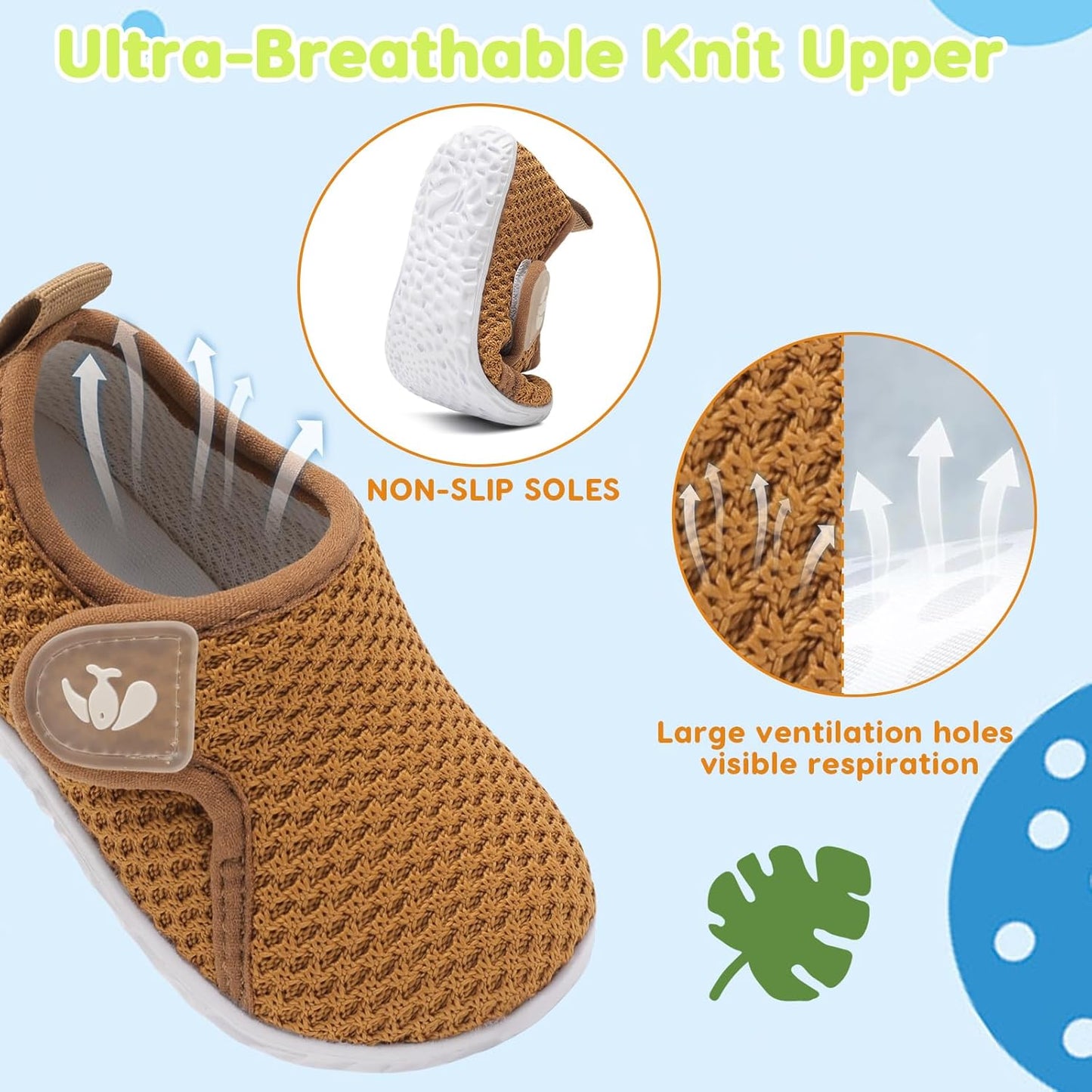 FEETCITY Baby Boys Girls First Walking Shoes Infant Sneakers Crib Shoes Breathable Lightweight Slip On Shoes