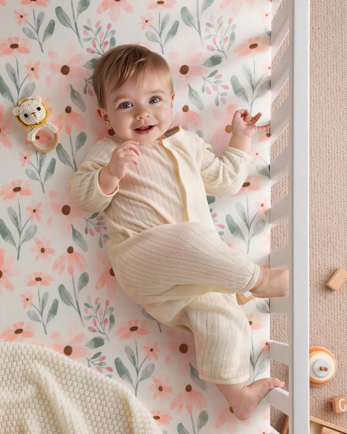 Yoofoss Crib Sheets Girl 2 Pack, 52x28 Fitted Baby Crib Sheet Fits for Standard Crib and Toddler