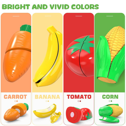 Cutting Play Food Toys for Kid, Pretend Play Kitchen Accessories, Fake Food