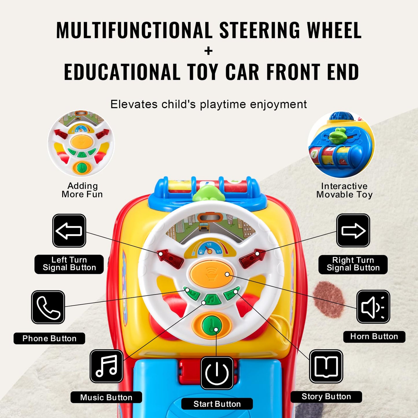 VEVOR Ride On Push Car for Toddlers, Ages 19+ Months, Ride Racer, Sit to Stand Toddler Ride On Toy