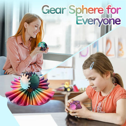 Gear Ball - GearSphere Fidget Toy, 3D Printed Gear Ball Spin Ball Cube Desk Toy, 2024 Gear Sphere Cube Puzzlefor Adults Kids, Stress and Anxiety Relaxing Fidget Toy (Multilcolor)