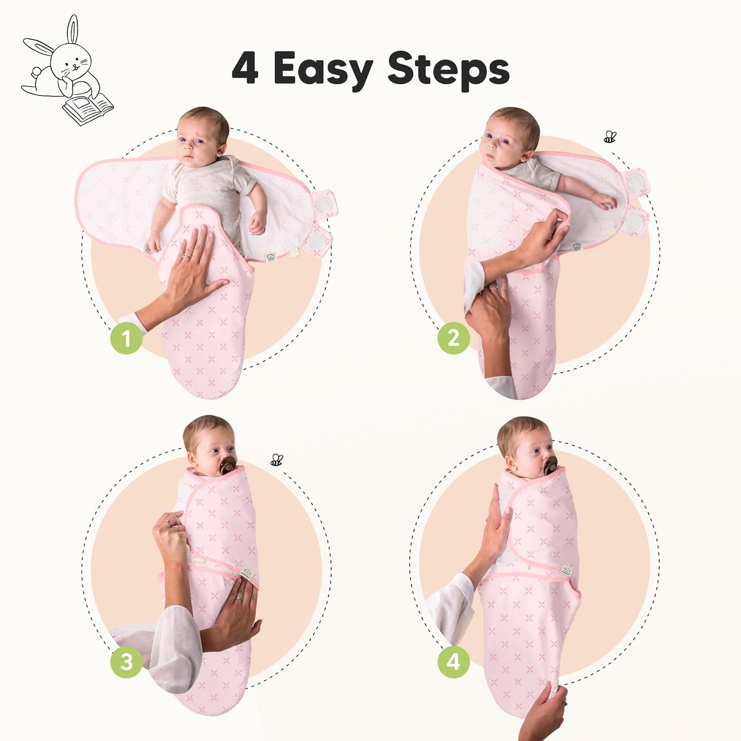 3-Pack Organic Baby Swaddle Sleep Sacks - Swaddles for Newborns, Infant 3-6 Months, Baby Girls