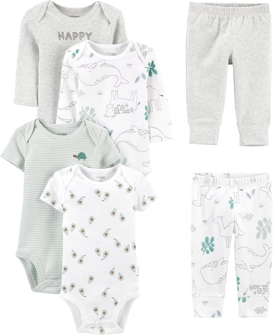 Simple Joys by Carter's unisex-baby 6-piece Bodysuits (Short and Long Sleeve) and Pants Set
