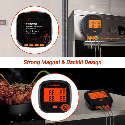 Inkbird WiFi Meat Thermometer for Grilling, Unlimited Rang Rechargeable BBQ Thermometer APP