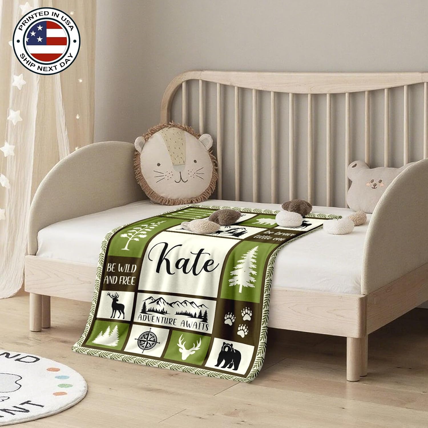 Ship Next Day, Personalized Baby Blanket – Printed in USA, Custom Baby Blanket for Boys & Girls