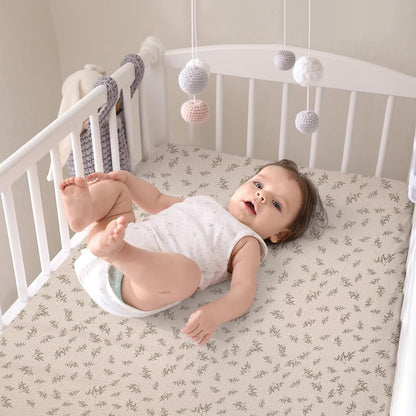 lulumoon Baby Muslin Crib Sheets - Toddler Cotton Fitted Crib Sheets Neutral for Boys and Girls