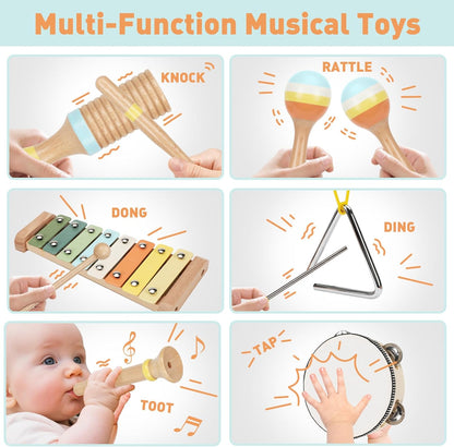 Toys for 1 2 3 4 Year Old Boys Girls, Musical Instruments Set for Toddler Age 1-2 2-3 3-4, Baby Montessori Toy Gifts for Early Learning, Christmas Birthday Gift for Toddler Boy Girl Toys