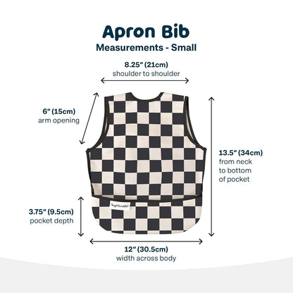 Tiny Twinkle Mess Proof Baby Bib - Waterproof & Lightweight Baby-Led Weaning Apron | 100% Recycled Polyester, Easy Clean & Machine Washable (Black Checkers, Small 6-24 Months)
