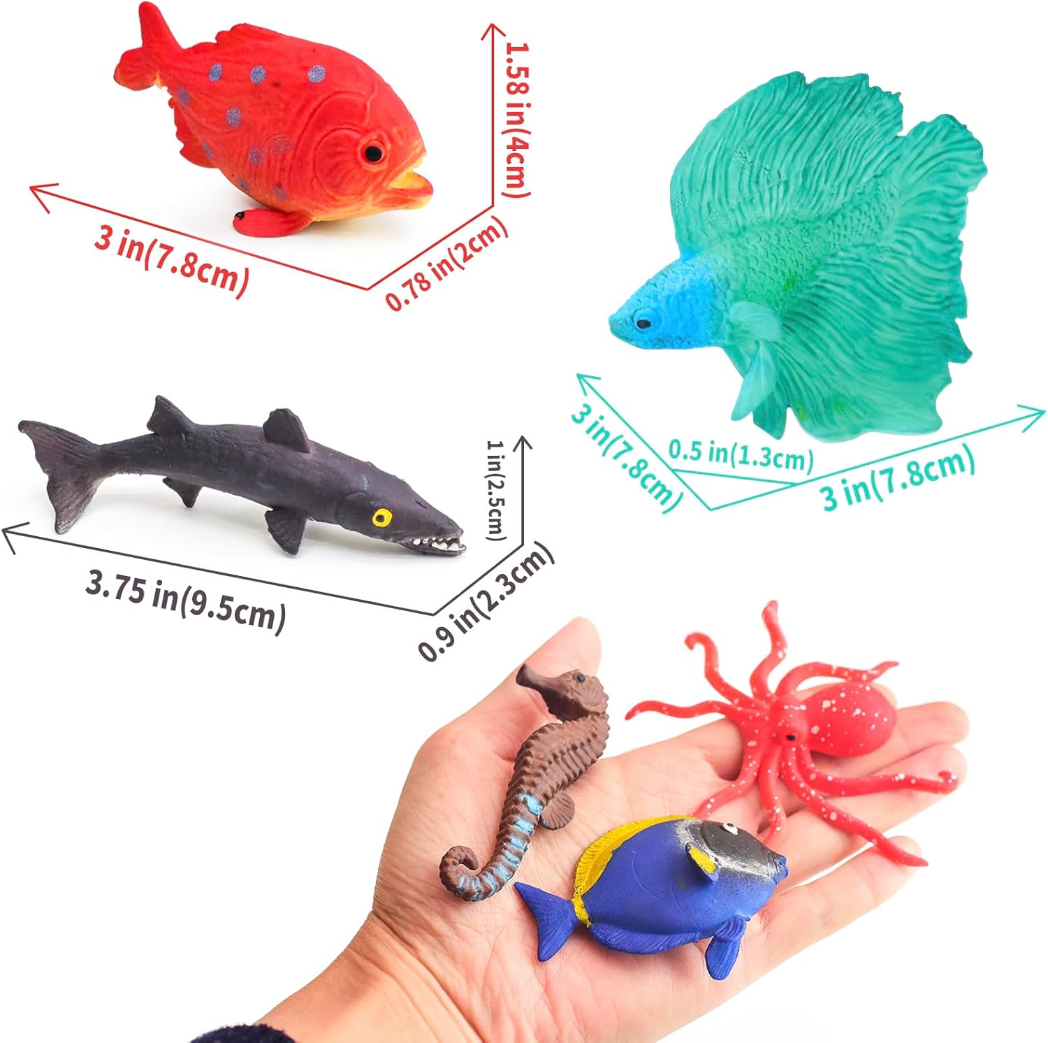 10 Pcs Fish Animal Figure Bath Toys, Sea Animal Color Changing Toys, Sea Creatures for Kids 3 Years
