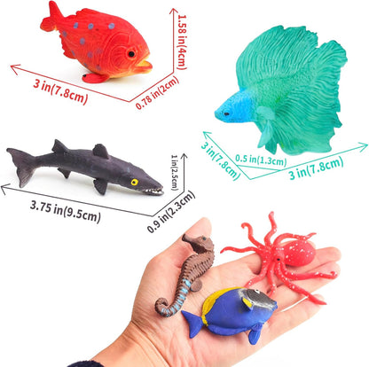 10 Pcs Fish Animal Figure Bath Toys, Sea Animal Color Changing Toys, Sea Creatures for Kids 3 Years