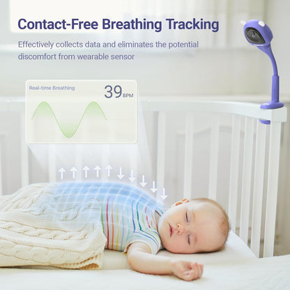 Baby Camera Monitor with Video & Audio, Smart Baby Monitor with Sleep & Breathing Motion Tracker, 2K Night Vision, AI Motion &Cry Detection WiFi Video Camera Monitor No Subscription, Upgrade Ver.