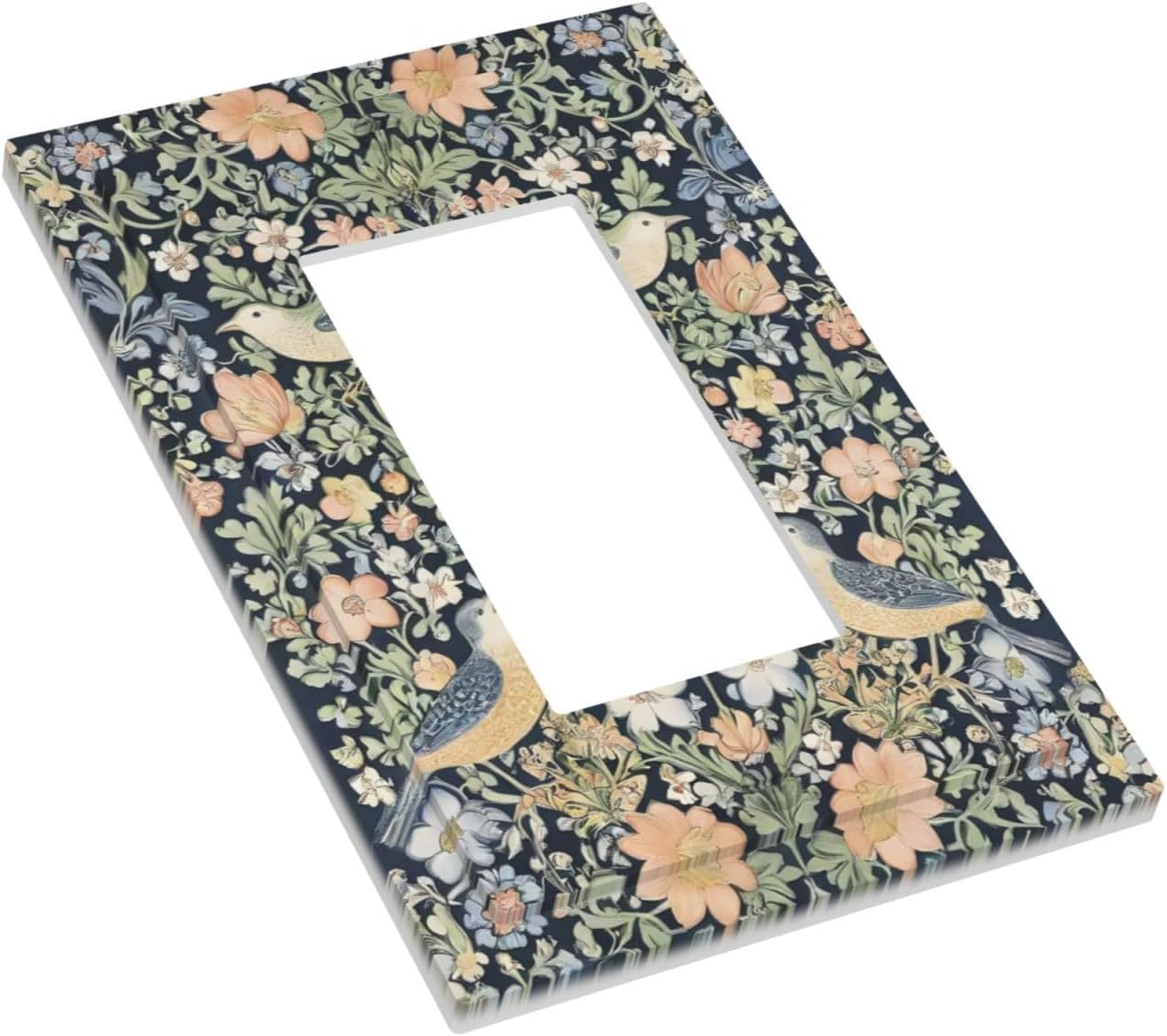 Decorative Outlet Covers Rustic Morris Birds Green Leaf Flower 1 Gang Single Decora GFCI Device Light Switch Covers Plate 1 Rocker Wall Plate Jumbo Faceplate for Country Bedroom Decor