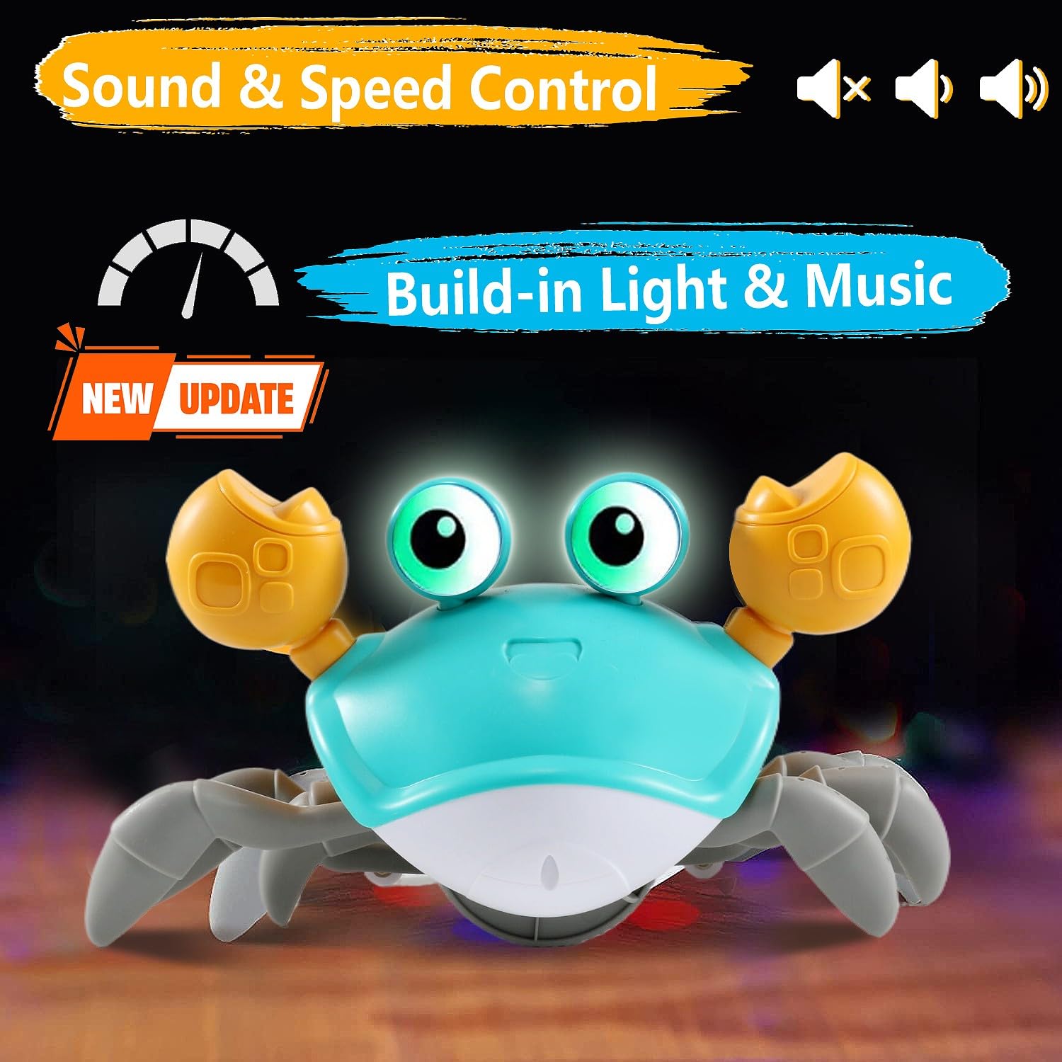 control future Crawling Crab Toy for Little Ones, Tummy Time Toy with Music and Lights, Interactive