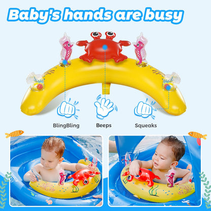 LAYCOL Baby Pool Float with Canopy UPF50+, 120°Adjustable Sun Protection and Anti-Tip Safety Seat