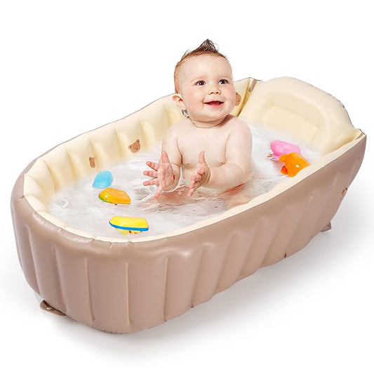MINK Inflatable Bathtub for Toddlers - Portable Baby Tub with Built-in Air Pump - Collapsible