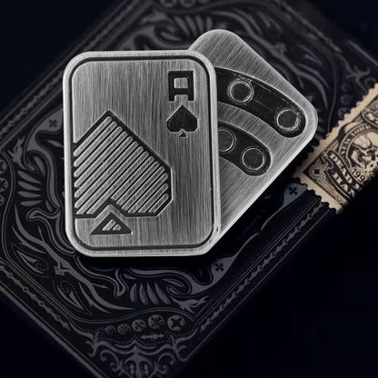 Magnetic Metal Fidget Toys - Metal Poker Push Card Fidget Slider Stress Relief Toy, Men’s EDC Toy Fidget Toy Haptic Coin, Office Desk Toys Gifts for Boyfriend and Father (AA)