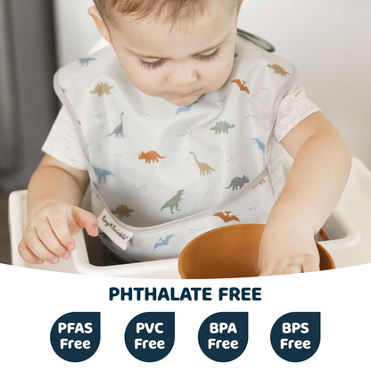 Tiny Twinkle Mess Proof Baby Bibs for Eating - Waterproof, Wipeable Bibs - Toddler Bib- Travel