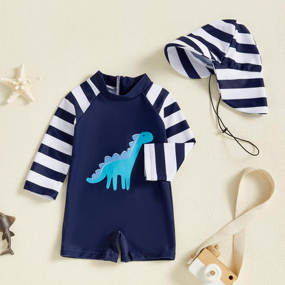 Hnyenmcko Baby/Toddler Boy Rash Guard Swimsuit Long Sleeve One Piece Zipper Swimwear Sunsuit Infant Bathing Suit Beachwear
