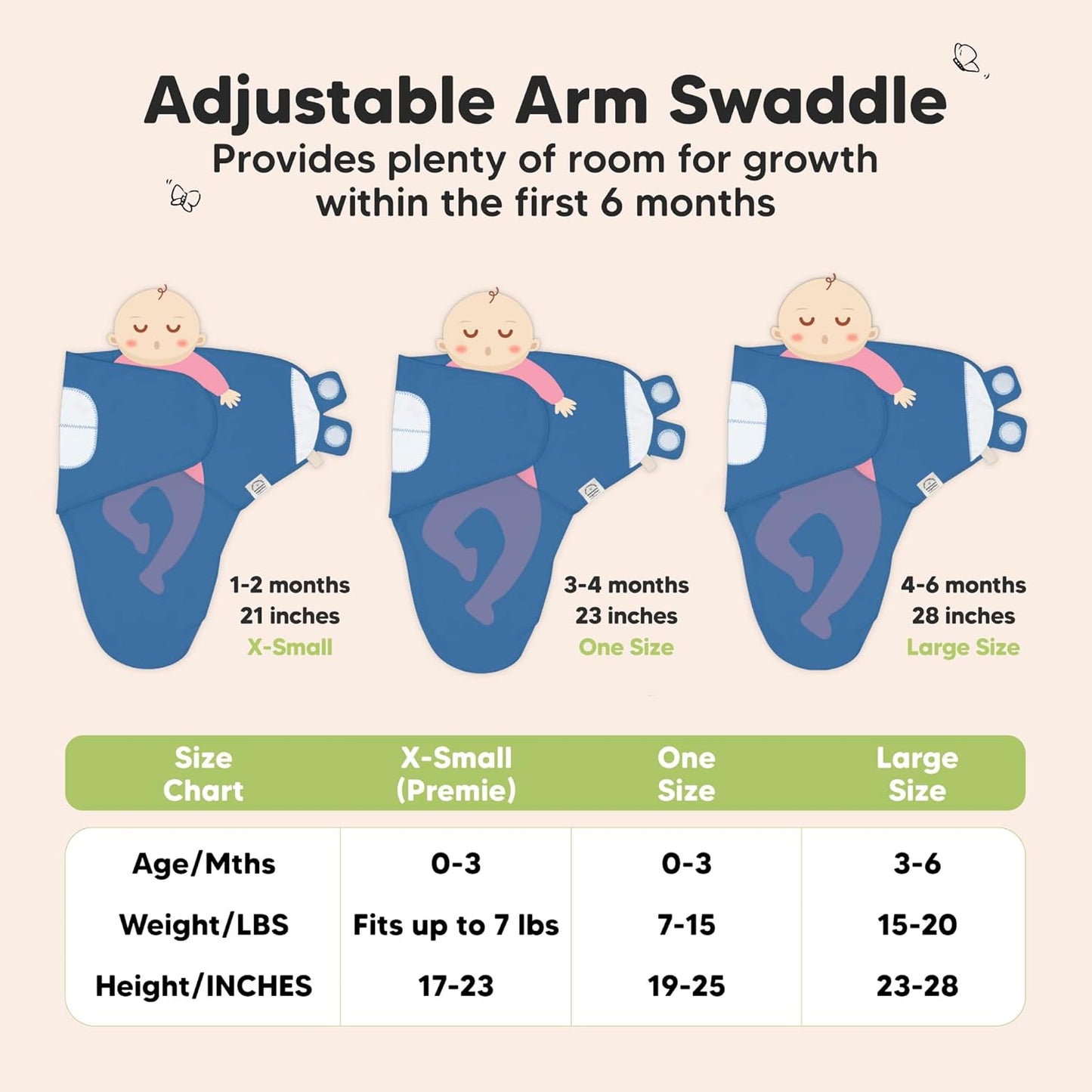 3-Pack Organic Baby Swaddle Sleep Sacks - Swaddles for Newborns, Infant 0-3 Months, Baby Girls