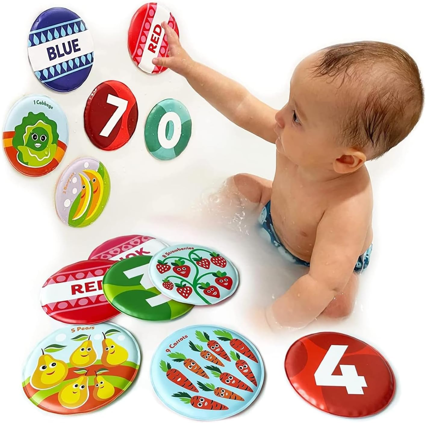 Floating Baby Flash Cards for Bathtub - Learn Numbers, Counting and Colors - Educational Bath Toys