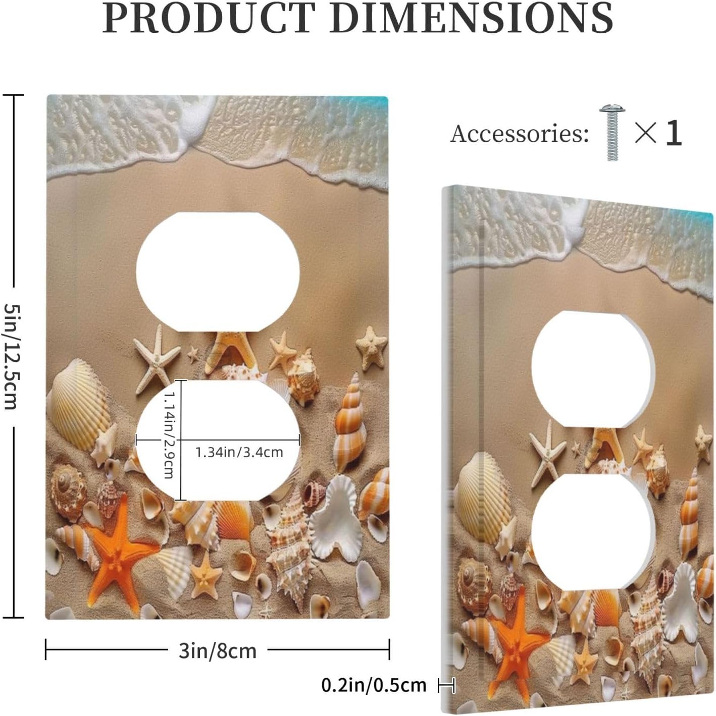 Decorative Outlet Covers Beachy Sea Ocean Seashell Starfish 1 Gang Duplex Light Switch Cover Plate Wall Plates for Electrical Outlets Switchplate Faceplate for Bedroom Home Decor