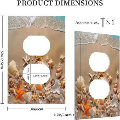 Decorative Outlet Covers Beachy Sea Ocean Seashell Starfish 1 Gang Duplex Light Switch Cover Plate Wall Plates for Electrical Outlets Switchplate Faceplate for Bedroom Home Decor