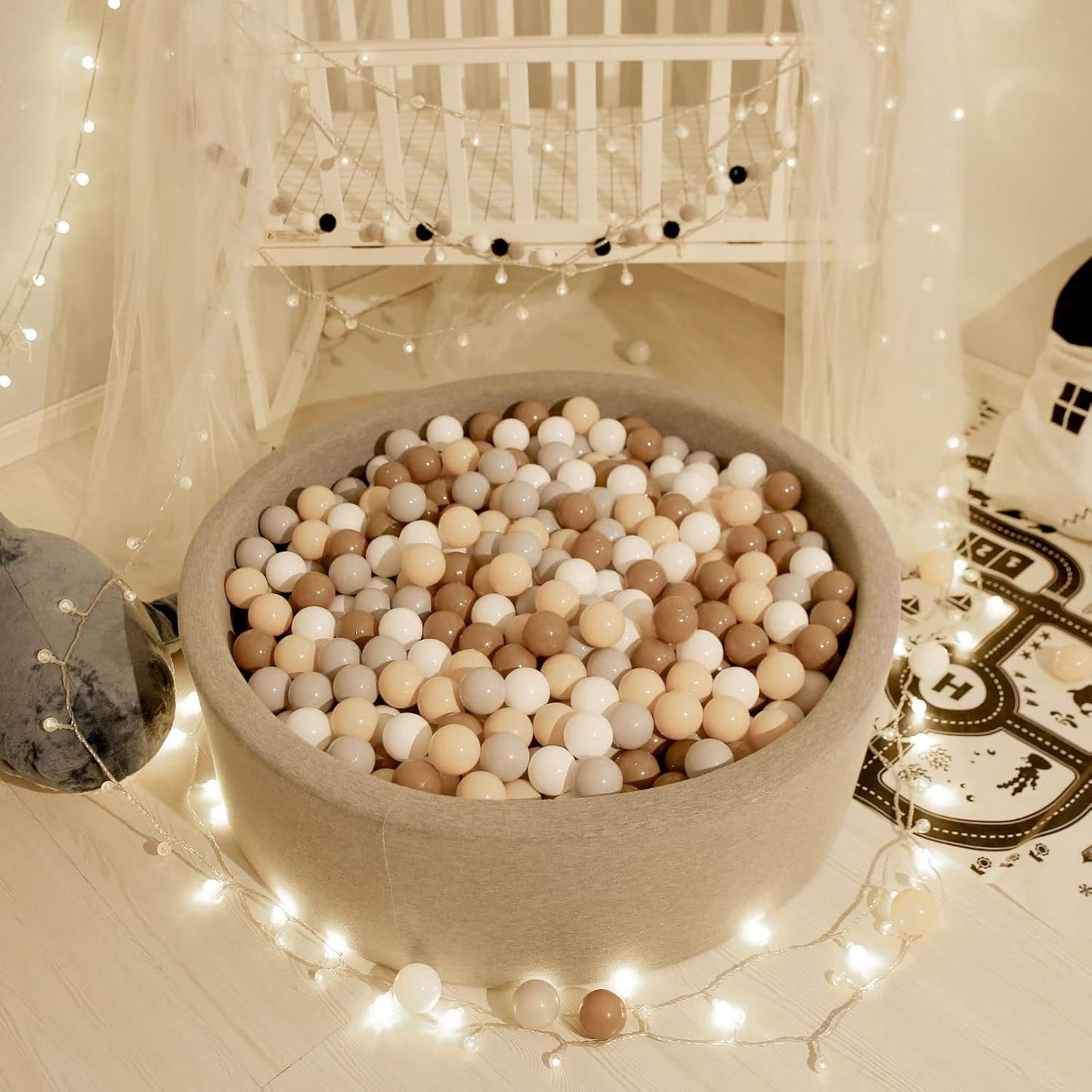 GOGOSO Balls for Ball Pit - Plastic Ball for Toddlers 1-3, Baby Kids Ball Pool Decoration 50 100 200 300 500 1000 (Grey+Coffee+ Beige+White, 1000 Balls)