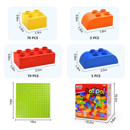 Big Building Blocks for Toddlers Kids Age 2-5, 150 PCS Set with Baseplate