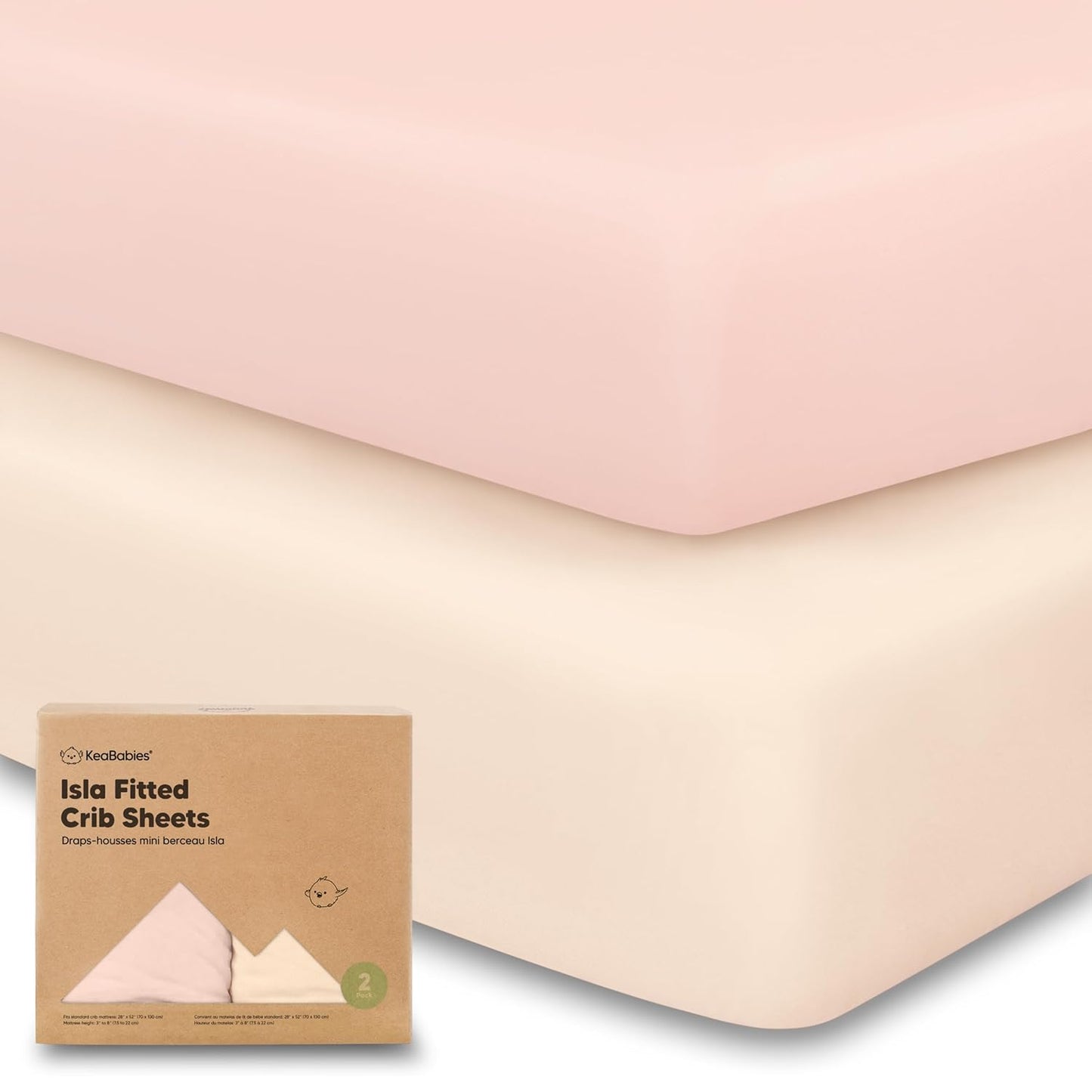 KeaBabies 2-Pack Baby Crib Sheets for Boys, Girls - 52x28 Viscose Derived from Bamboo Toddler Bed