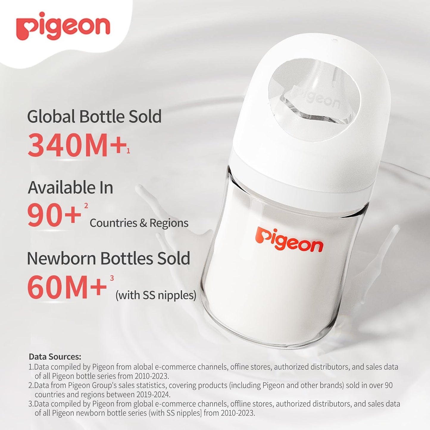 Pigeon Glass Nursing Bottle Wide Neck, Anti-Colic, Streamlined Body, Natural Feel, Easy to Clean
