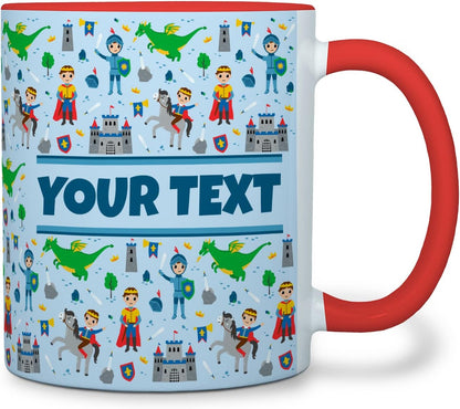 Personalized Mug for Kids - Princes - Custom Name/Text, Ceramic Hot Chocolate/Cocoa/Coffee Cup for Boys, Birthday/Christmas/Holiday Gift - 11 oz, Red Handle