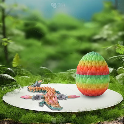 Easter Dragons 3D Printed Dragon Egg with Dragon Inside Crystal Dragon Fidget Toy for Adult Full Articulated Dragon for Home Office Decor