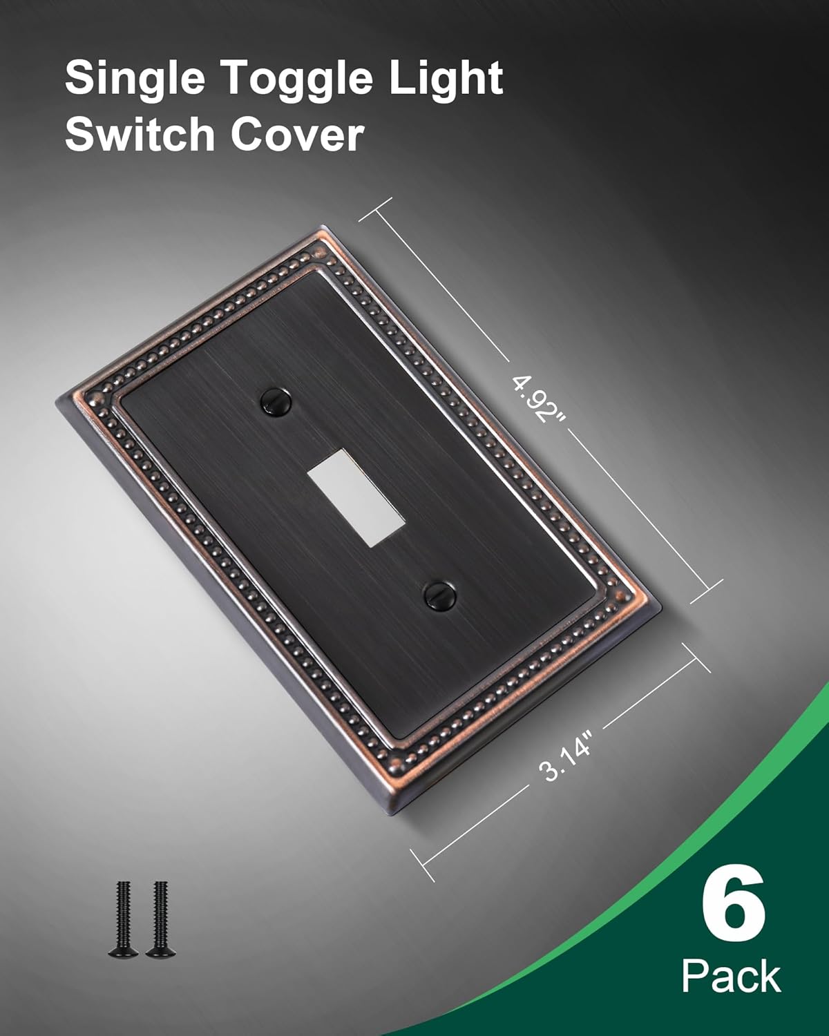 6-Pack Single Toggle Light Switch Cover Plate, Pearls Decorative Switch Plate Covers, Aged Bronze 1