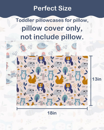 ALVABABY Toddler Pillowcases Stretchy Soft Kids Pillow Cover 2 Pack Fit 13"x 18" or 12"x16" Envelope for Girl Boy Sleepy Travel 2TPE25A
