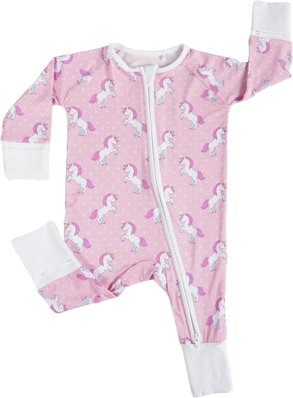 Baby Romper Long Sleeves for 3-24 Month Boys & Girls | 95% Bamboo Viscose Baby Rompers Two-Way Zipper Onesie