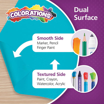 Colorations Arts and Crafts Paper Roll - 36" x 1000', Aqua, Dual Surface, Markers, Finger Paints, Painting, Watercolors, Acrylic Paints, Wall Art, Bulletin Board Paper, Kids Crafts (Item # DSLB)