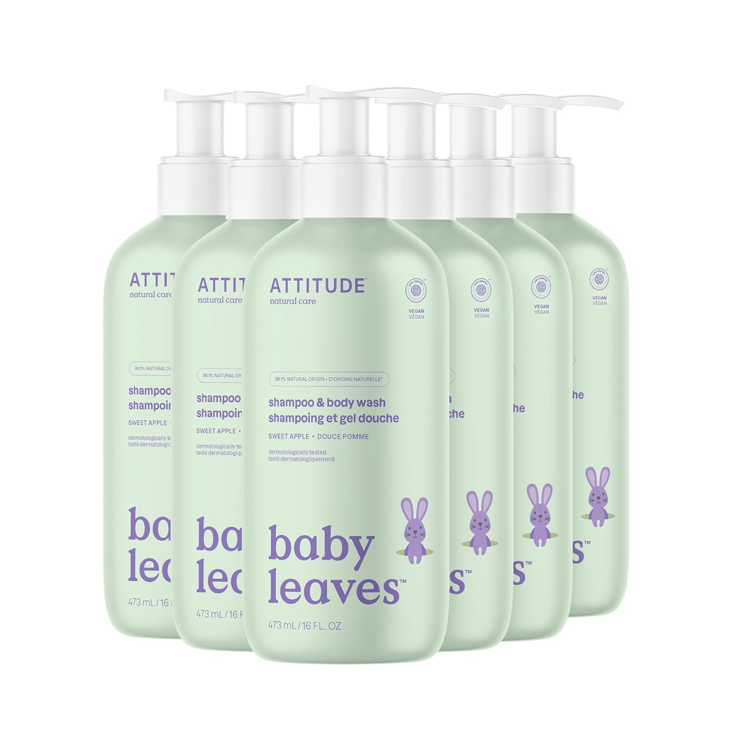 ATTITUDE 2-in-1 Baby Hair Shampoo and Body Wash, EWG Verified, Plant- and Mineral-Based