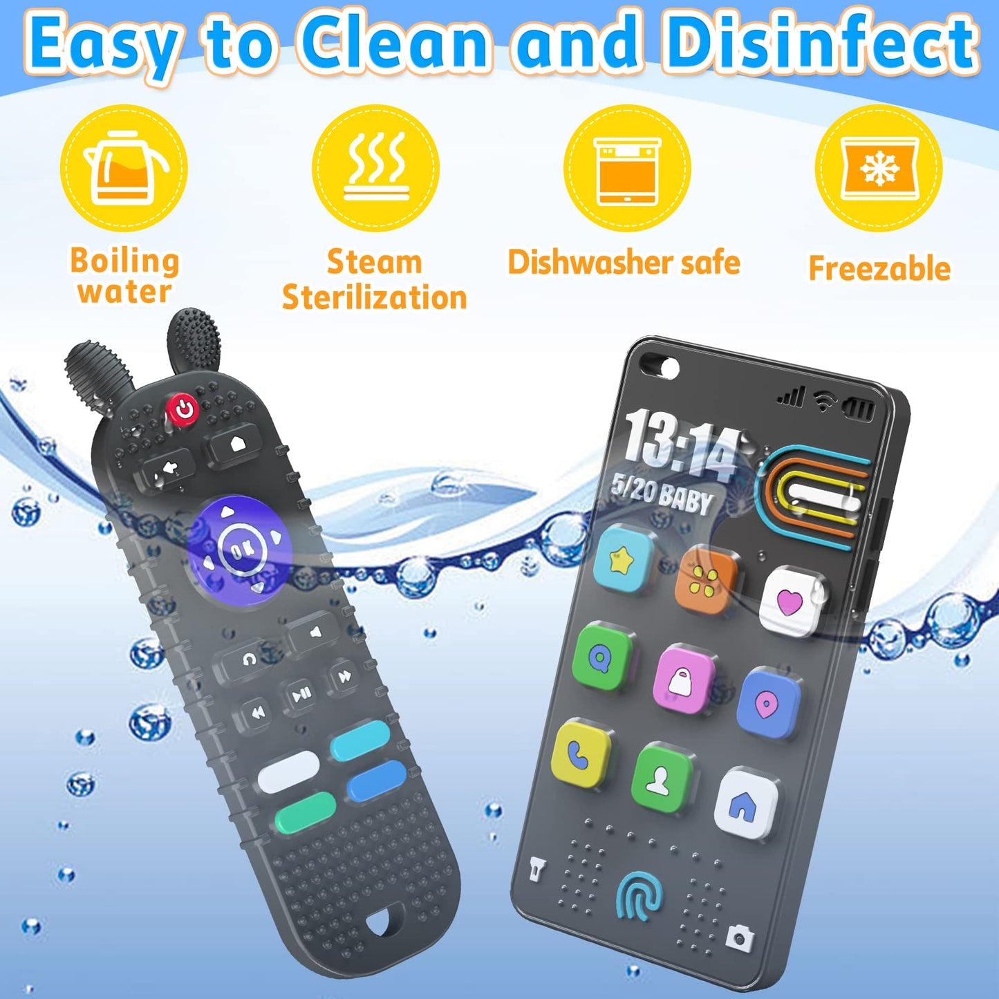 Baby Cell Phone Toy Babies 6-12 Months, Remote Control Teething Toys
