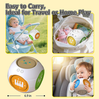 Bilingual Educational Baby Toy - Musical Learning Cube Baby Sensory Cube 6-in-1 with Lights Music for 6-18 Months, Toddler Activity Toy for Home Travel First Birthday Gift for 1 Year Old Boys Girls