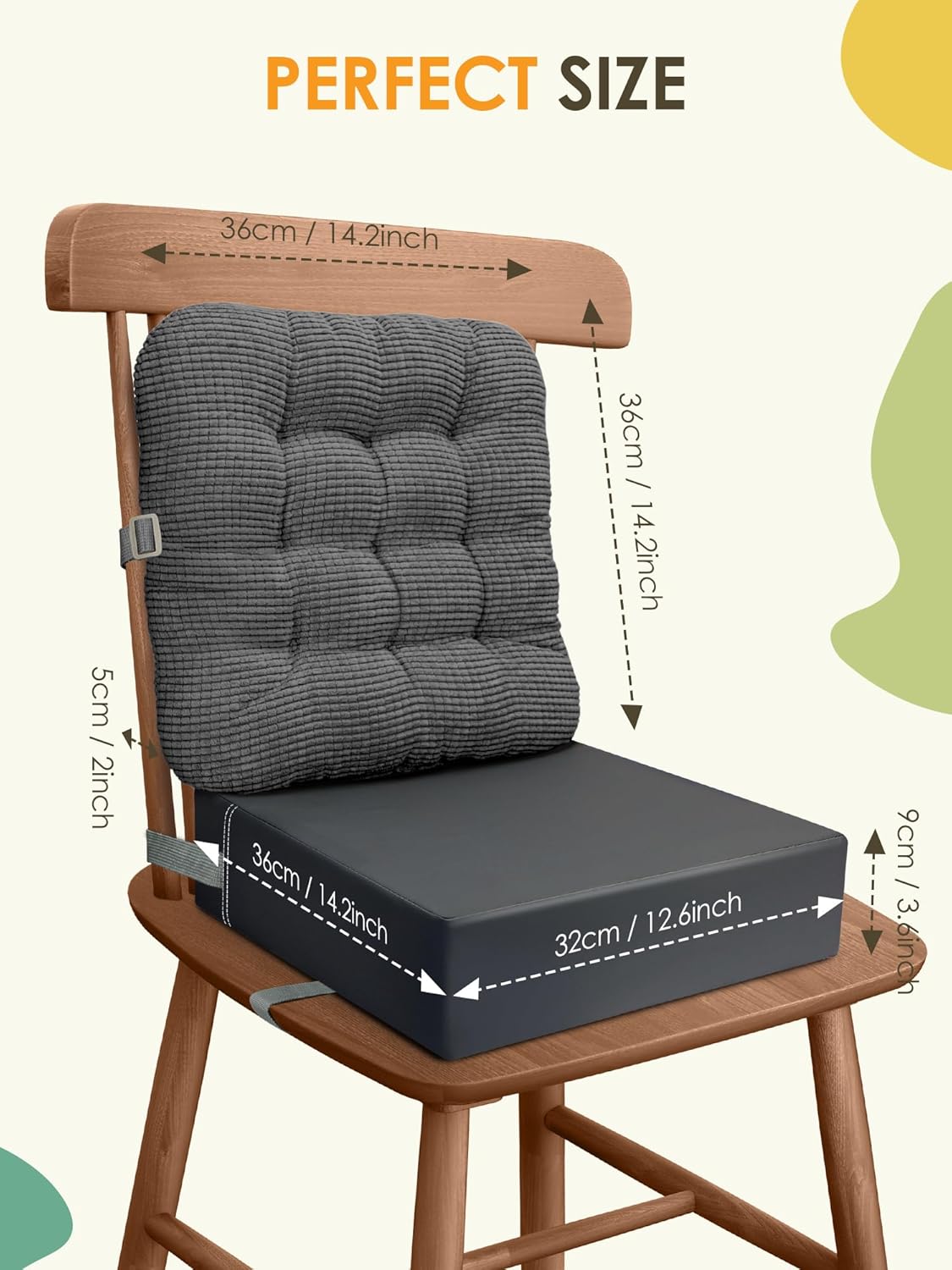 Booster Seat for Kitchen Chair, Adjustable Washable Safety Belts Toddler Booster Seats, PU Non-Slip