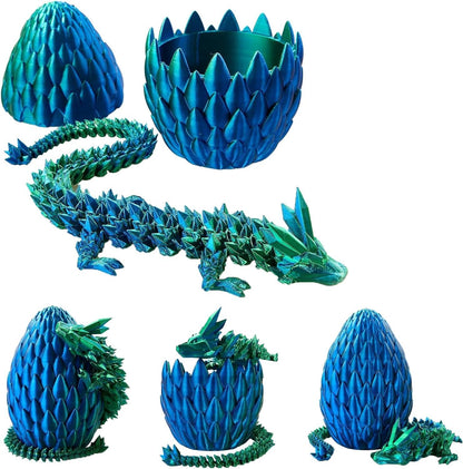 3D Printed Dragon Egg, 15Inch Crystal Dragon in Dragon Egg,Surprise Egg,Articulated Dragon,Fidget Toys for Executive Home Office Decor,Toys for Kids Gifts