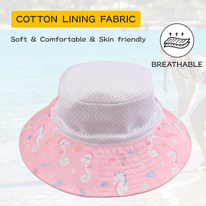 Peecabe Summer Baby Sun Hat for Boys Girls UPF 50+ Wide Brim Toddle Bucket Hat Adjustable Baby Beach Cap 0-8 Years