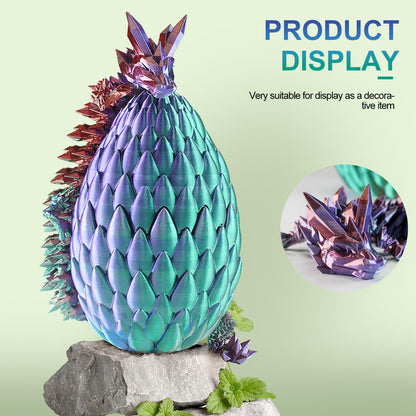 3D Printed Dragon with Dragon Egg 16.5'' Articulated Dragon Crystal Dragon Fidget Dragon Egg Toys Executive Desk Toys (Blue Green, Dragon & Egg)