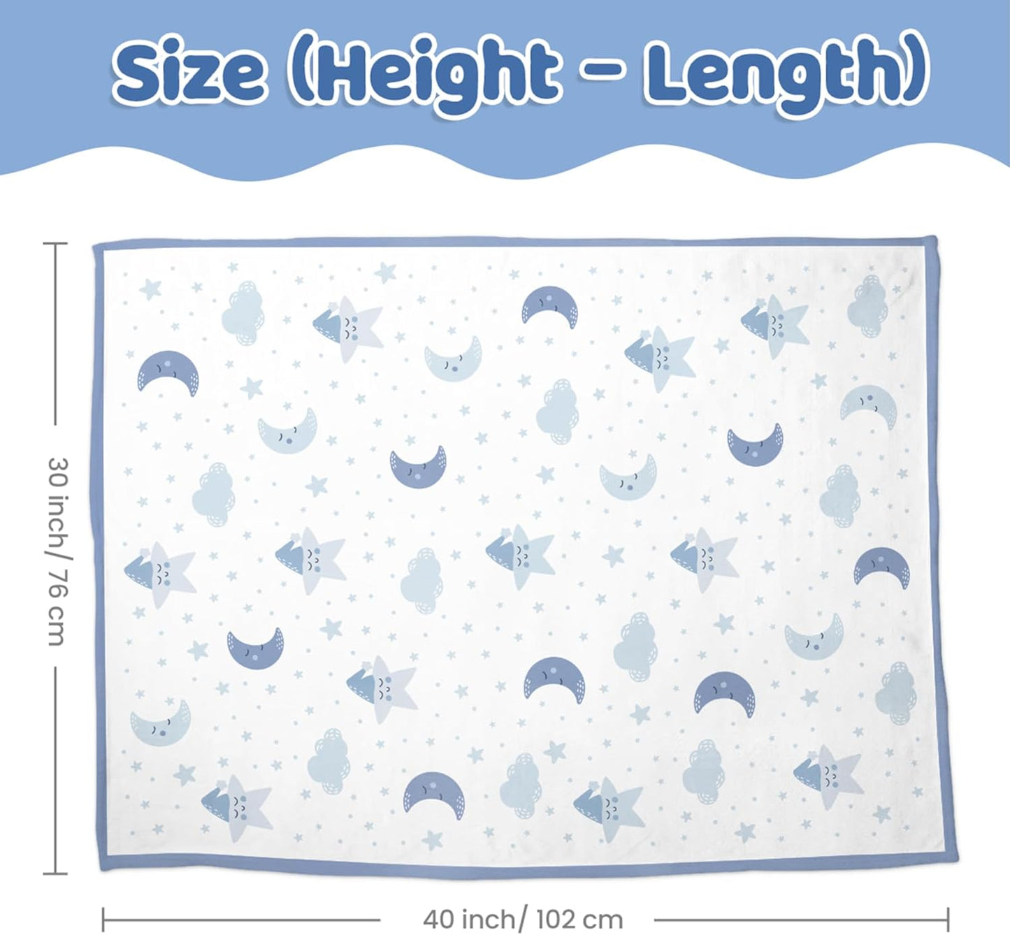 Star Baby Blanket 30 x 40 Inches for Boys Girls, Toddler Newborn Infant, Soft Plush Receiving